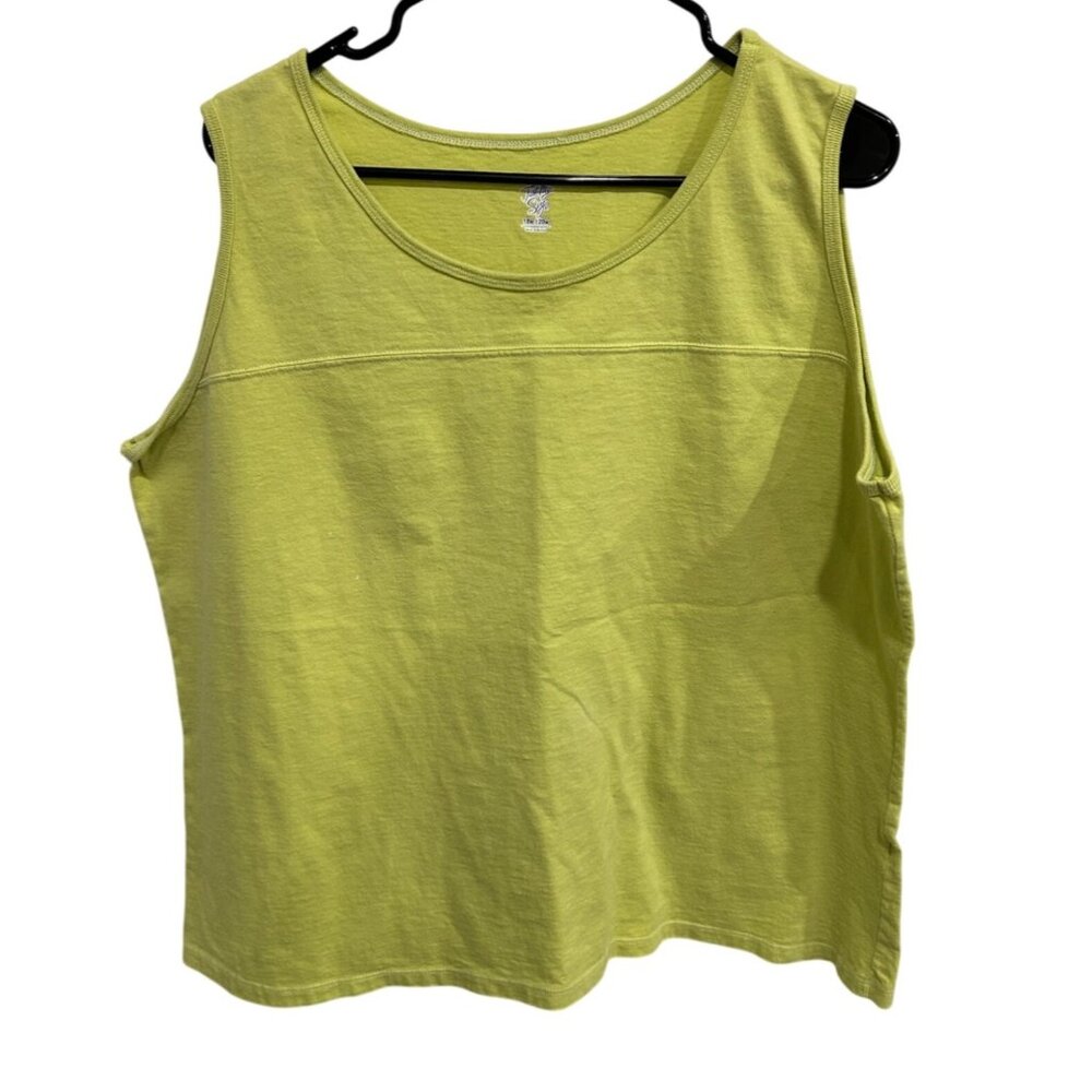 Just My Size Womens Plus Size Bright Yellow Green Sleeveless Top Sz 18W